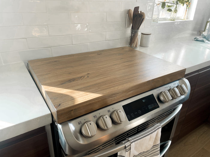 Wood Stove Topper - Cover Your Gas StoveIntroducing our beautifully crafted  wooden stove topper, designed to add a touch of rustic charm to your kitchen  while protecting your stove from scratches, stains