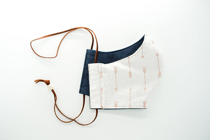 Reversible Face Mask - Navy & White with Arrows